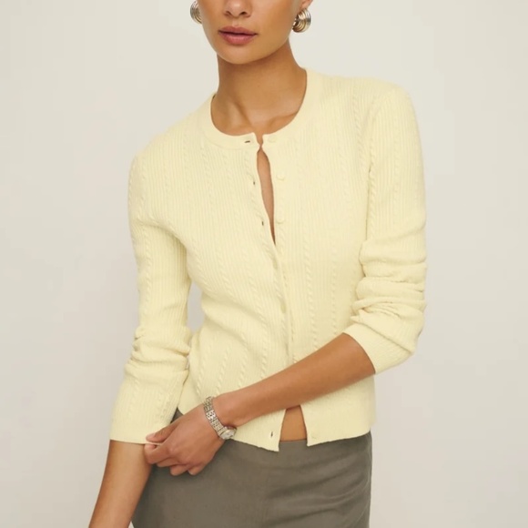 Reformation Natalie Cardigan in Lemon Icing Size XS - Picture 5 of 5